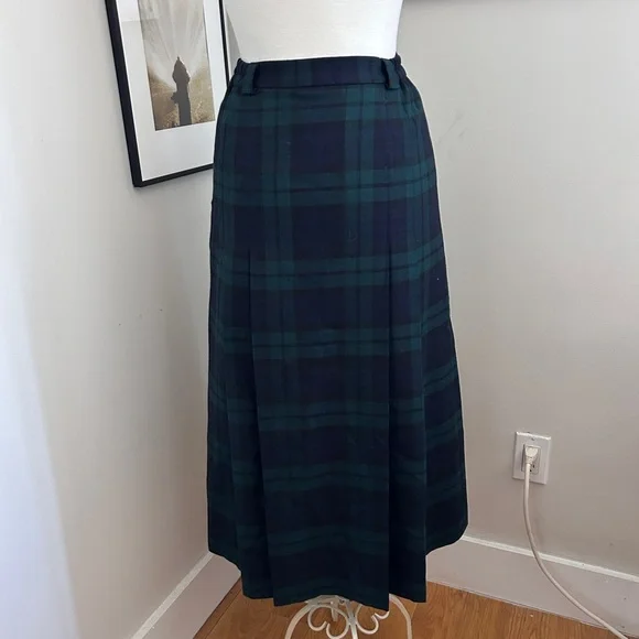 Plaid Green and Blue Women's Skirt - Picture 2 of 4
